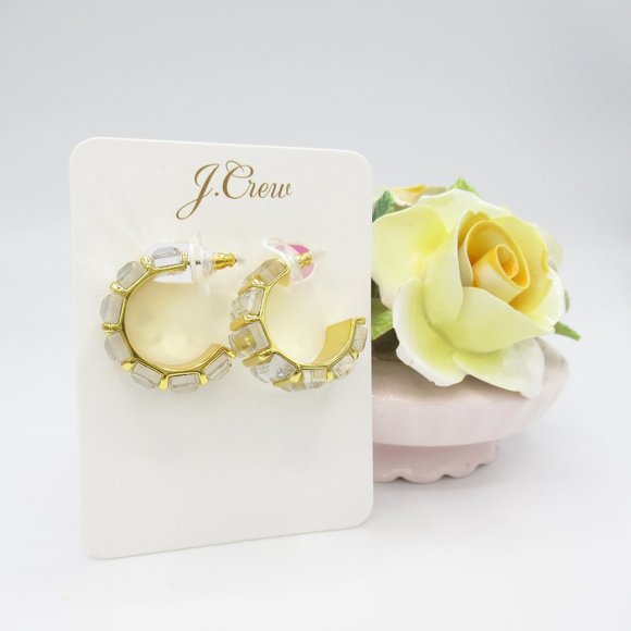 J. Crew Trapezoid Stone Hoop Earrings ASO Meghan Markle - Picture 3 of 9